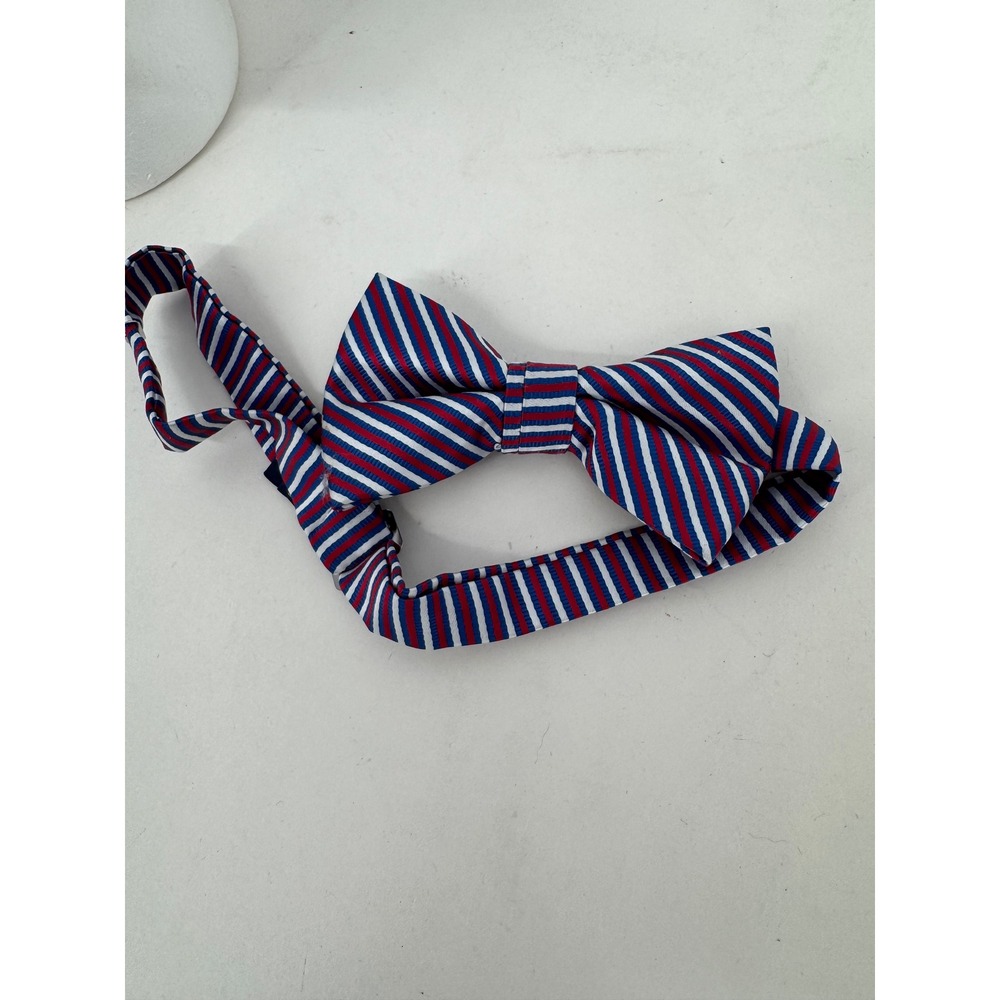 US Polo‎ Assn Mens Striped Bow Tie Pre Tied Adjustable Red White Blue